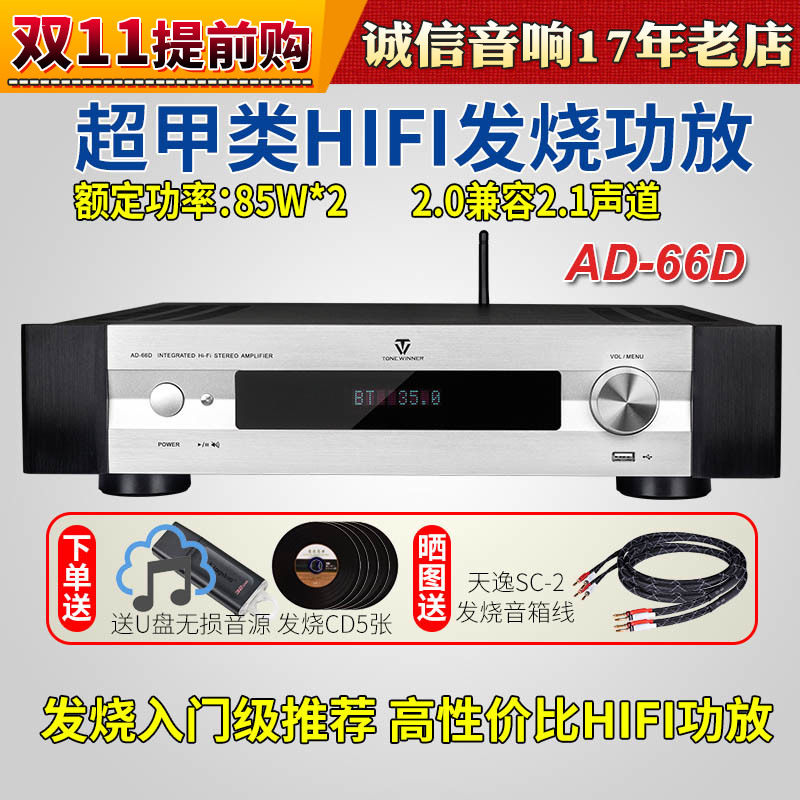 Winner/天逸AD-66D超甲类家用hifi发烧功放无线蓝牙USB无损播放