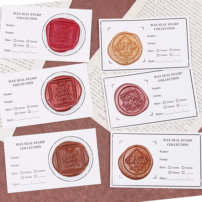 原创火漆蜡粒印章收集卡片收纳拼贴便签分类小卡纸wax seal stamp