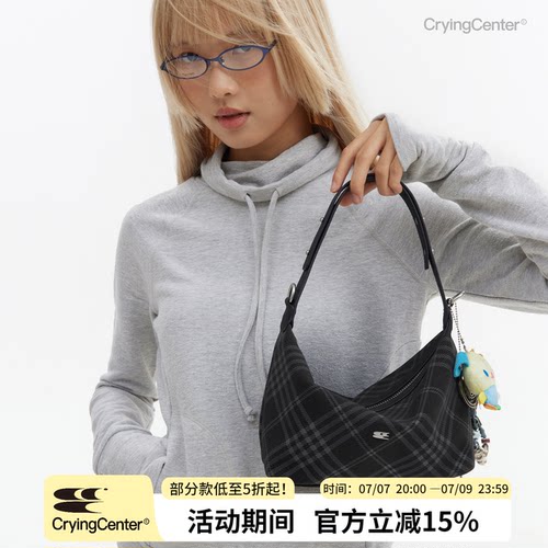 cryingcenter格纹青春流行斜挎包