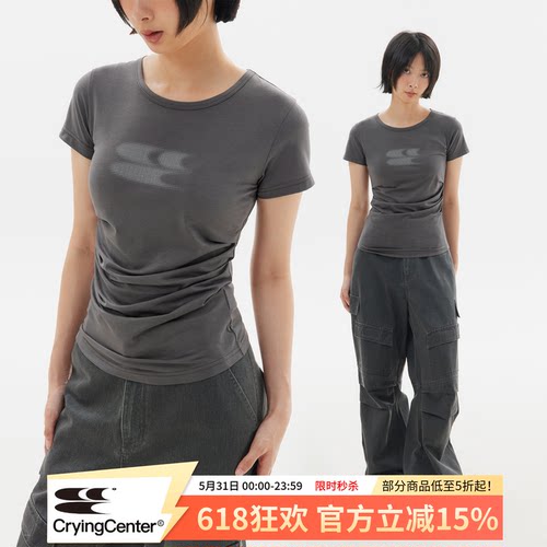短袖青春流行薄收腰女