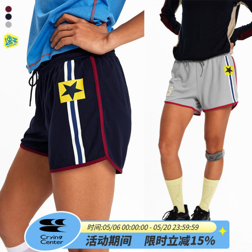 CryingCenter 复古星星条纹撞边跑步运动速干热裤超短裤 哭喊中心