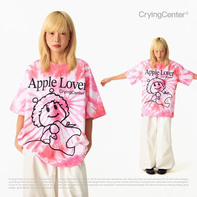 CryingCenter 手绘苹果仔 粉红扎染短袖TEE 哭喊中心