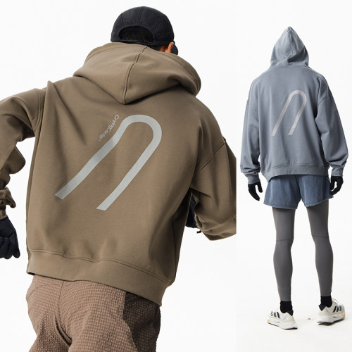 CryingCenter3M反光中性cleanfit慢跑马拉松越野跑加绒连帽卫衣