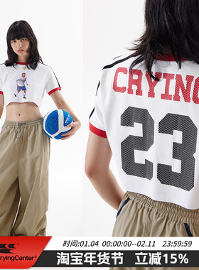 CryingCenter 球员短款宽松T恤 哭喊中心