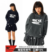 卫衣 CryingCenter 条纹小花蕾丝印花抓绒连帽合身中短款 哭喊中心