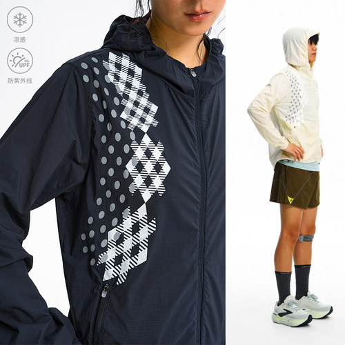 CryingCenter  UPF50+防晒凉感反光波点菱格纹户外连帽防晒服