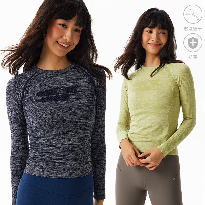 CryingCenter 一体织花纱肌理分割修身运动训练长袖吸湿排汗女款