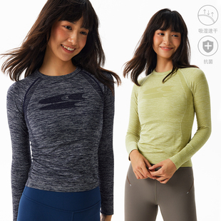 吸湿排汗女款 运动训练长袖 一体织花纱肌理分割修身 CryingCenter