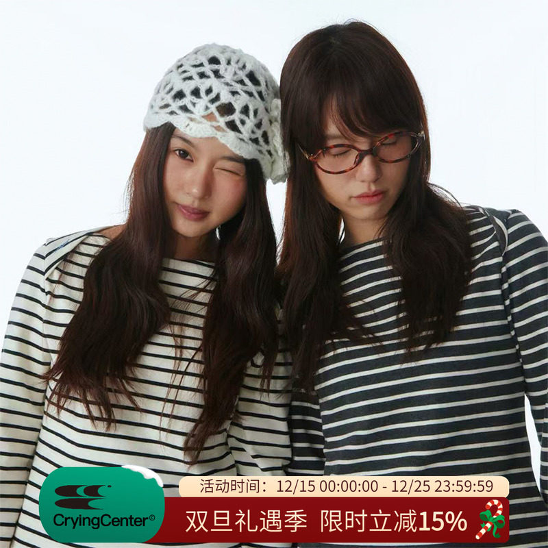 CryingCenter 条纹船领打底T恤内搭长袖 哭喊中心