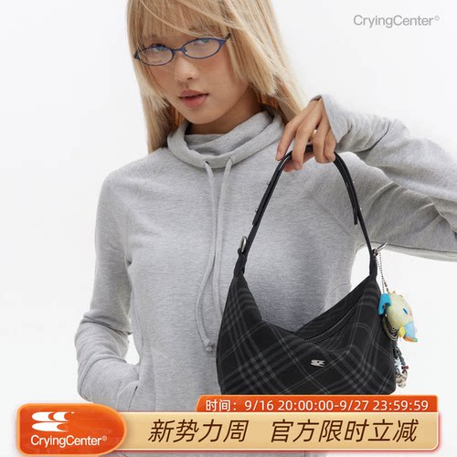 cryingcenter格纹青春流行斜挎包