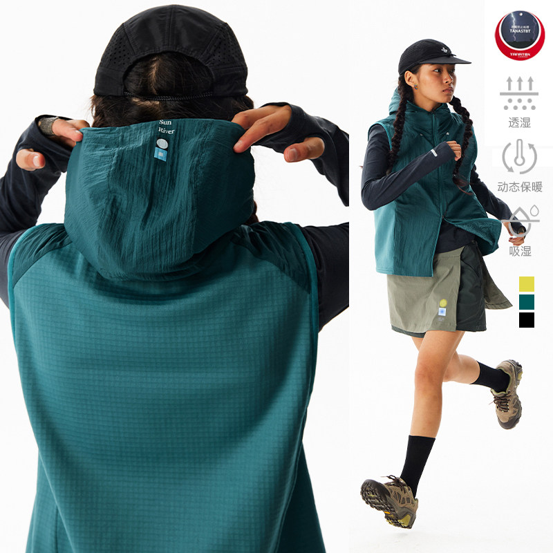 CryingCenter保暖锁温双拉连帽马甲秋冬轻量化运动跑步马甲