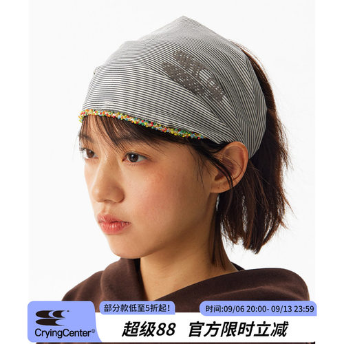 CryingCenter 贝壳彩珠花边条纹头巾发带百搭 哭喊中心