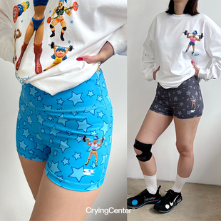 CryingCenter星星碎花举重肌肉女三分瑜伽裤 哭喊中心 运动健身短裤
