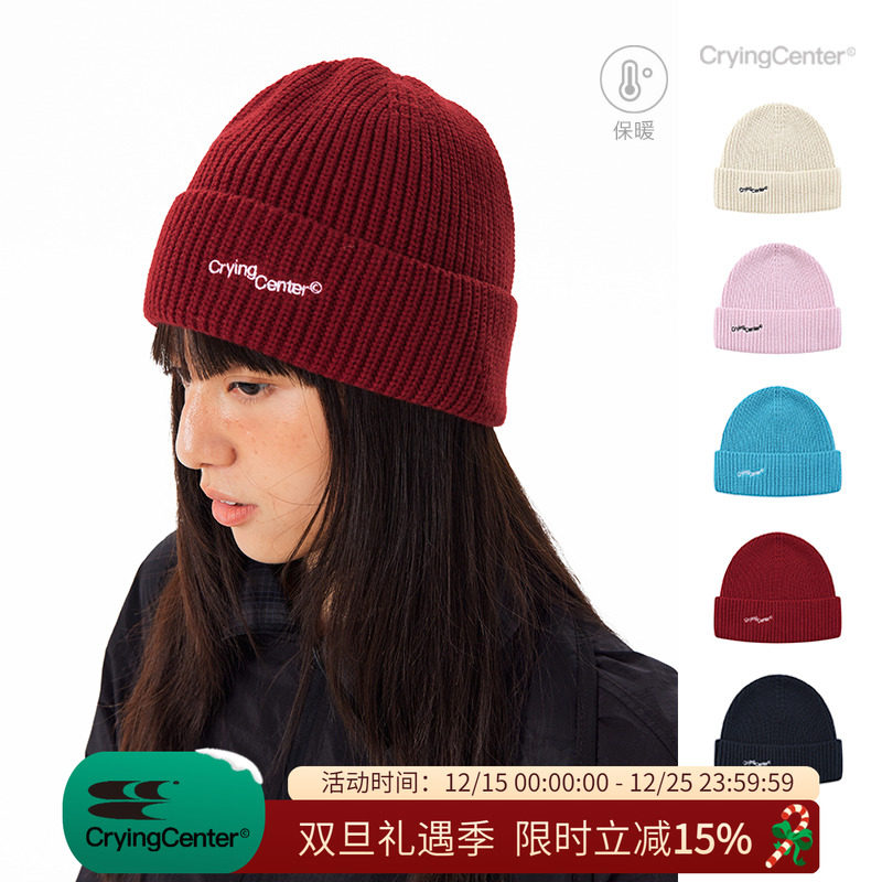 CryingCenter刺绣针织秋冬保暖毛线帽冷帽休闲日常通勤户外徒步