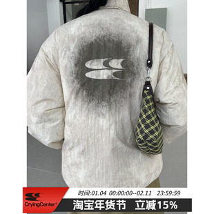 CryingCenter 大logo喷漆扎染脏脏羽绒服外套街头潮休闲 哭喊中心