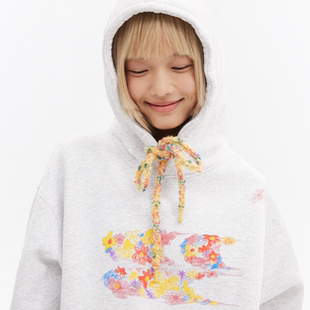 CryingCenter 哭喊中心 手绘花园3c抽绳加绒连帽卫衣