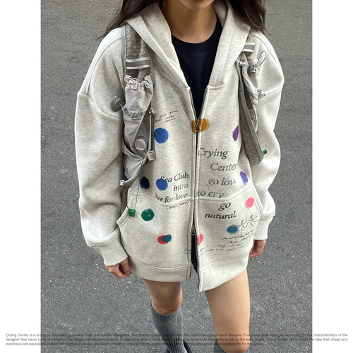 CryingCenter冥想时刻inner peace 加绒连帽卫衣外套男女哭喊中心