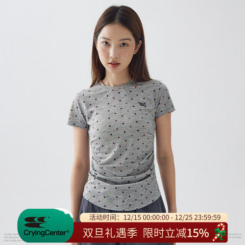 CryingCenter  彩色波点收腰修身短袖女 哭喊中心