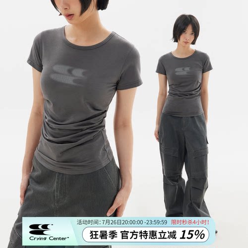 短袖青春流行薄收腰女