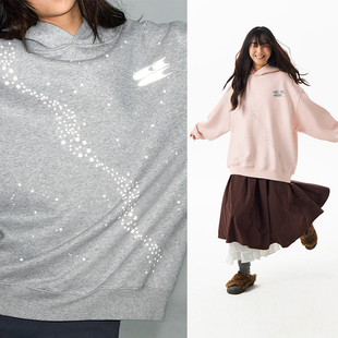 CryingCenter3M反光银河星糯感连帽宽松情侣糯米绒卫衣男女款