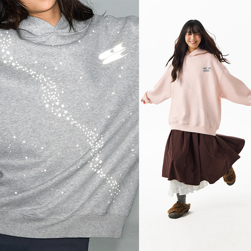 CryingCenter3M反光银河星糯感连帽宽松情侣糯米绒卫衣男女款