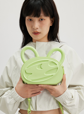 Cryingcenter苹果绿小猫耳朵包3Clogo浮雕版斜挎手提可爱女包哭喊