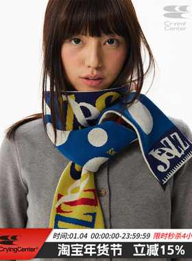 CryingCenter 摇粒绒拼接针织双面复古 彩色糯感小围巾冬日百搭