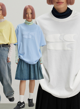 CryingCenter 三纯色低调发泡印3C Logo TEE宽松纯棉短袖哭喊中心