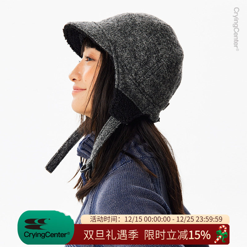 CryingCenter 羊毛呢飞行护耳帽 秋冬雷锋帽 哭喊中心