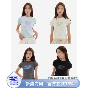 收腰飞机袖 Logo渐变色甜酷美式 短tee哭喊中心 消失 CryingCenter