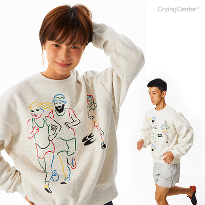 CryingCenter 三人跑步圆领加绒短卫衣 中性 男女款 哭喊中心
