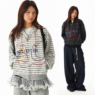 哭喊中心 男女款 CryingCenter 3c苹果条纹拉链薄外套