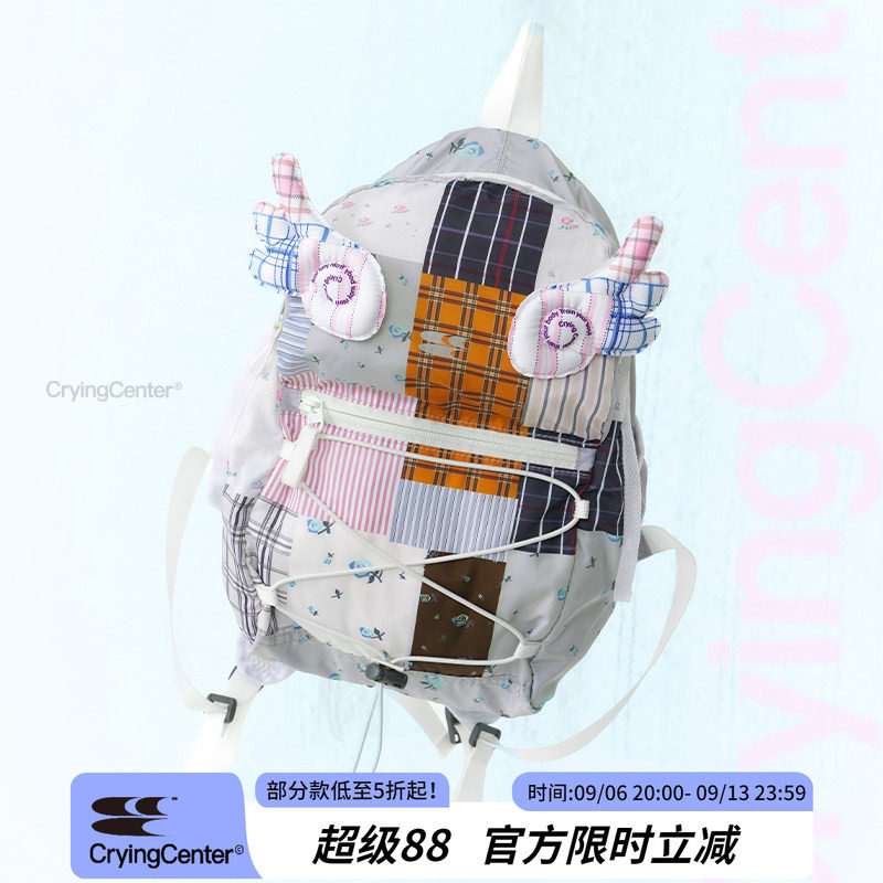 CryingCenter拼布印尼龙野餐登山包户外双肩可拆卸翅膀书包中号包图片