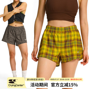 CryingCenter 印花运动短裤格纹豹纹碎花含内衬 中性款 哭喊中心