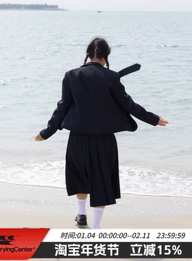 CryingCenter 学院制服系列过膝百褶制服裙秋冬 哭喊中心