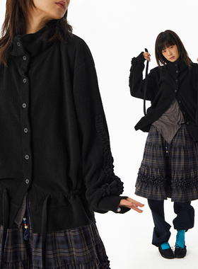 CryingCenter摇粒绒轻量收腰抽绳长袖外套开衫 哭喊中心