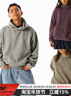 CryingCenter轻量花纱摇粒绒慵懒廓形连帽卫衣保暖春秋冬季男女款