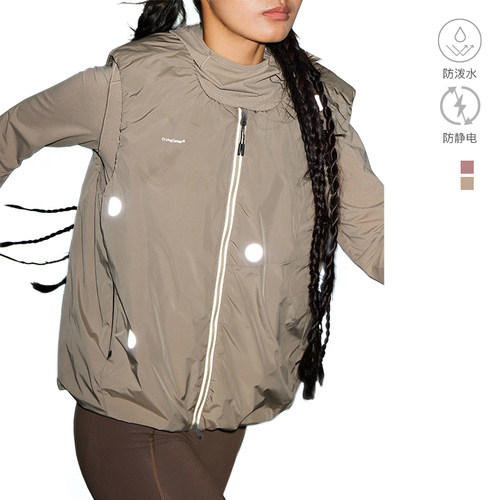 CryingCenter U领皱褶反光波点石墨烯棉服马甲 男女款 哭喊中心