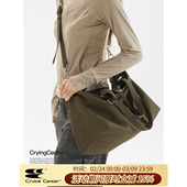 CryingCenter多形态哑光棕茶色纹理皮包柔软质感斜挎手提大容量