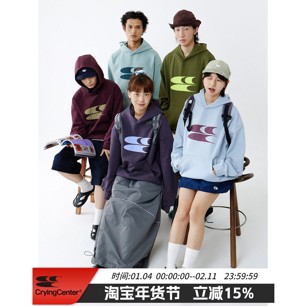 CryingCenter 新款经典3C LOGO连帽套头卫衣长袖哭喊中心