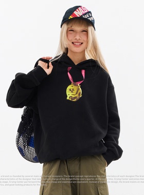 CryingCenter 奖牌加绒连帽卫衣 哭喊中心