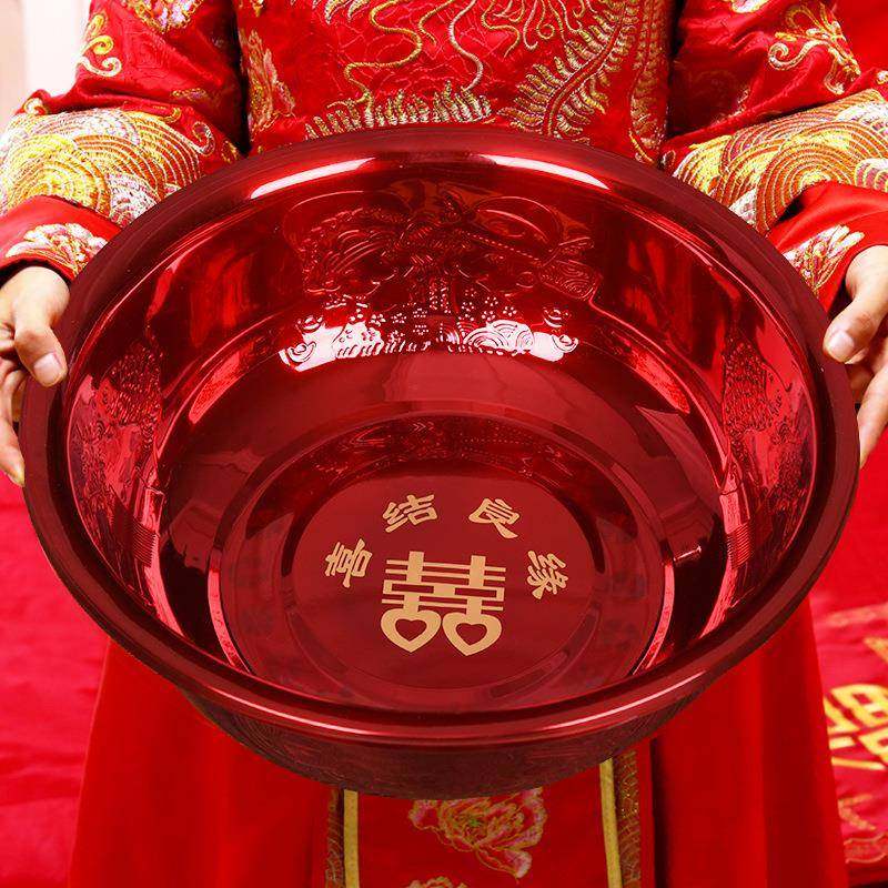 喜盆女方陪嫁结婚脸盆娘家婚庆用品新娘嫁妆洗脸盆不锈钢红色盆子,节庆用品/礼品,陪嫁用品套装,淘宝优惠券,粉丝福利购,淘宝优惠卷
