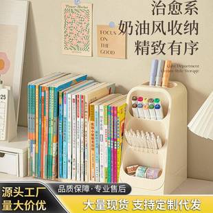 桌面书本置物架家用多功能书立收纳盒宿舍书架文具分格收纳整理架