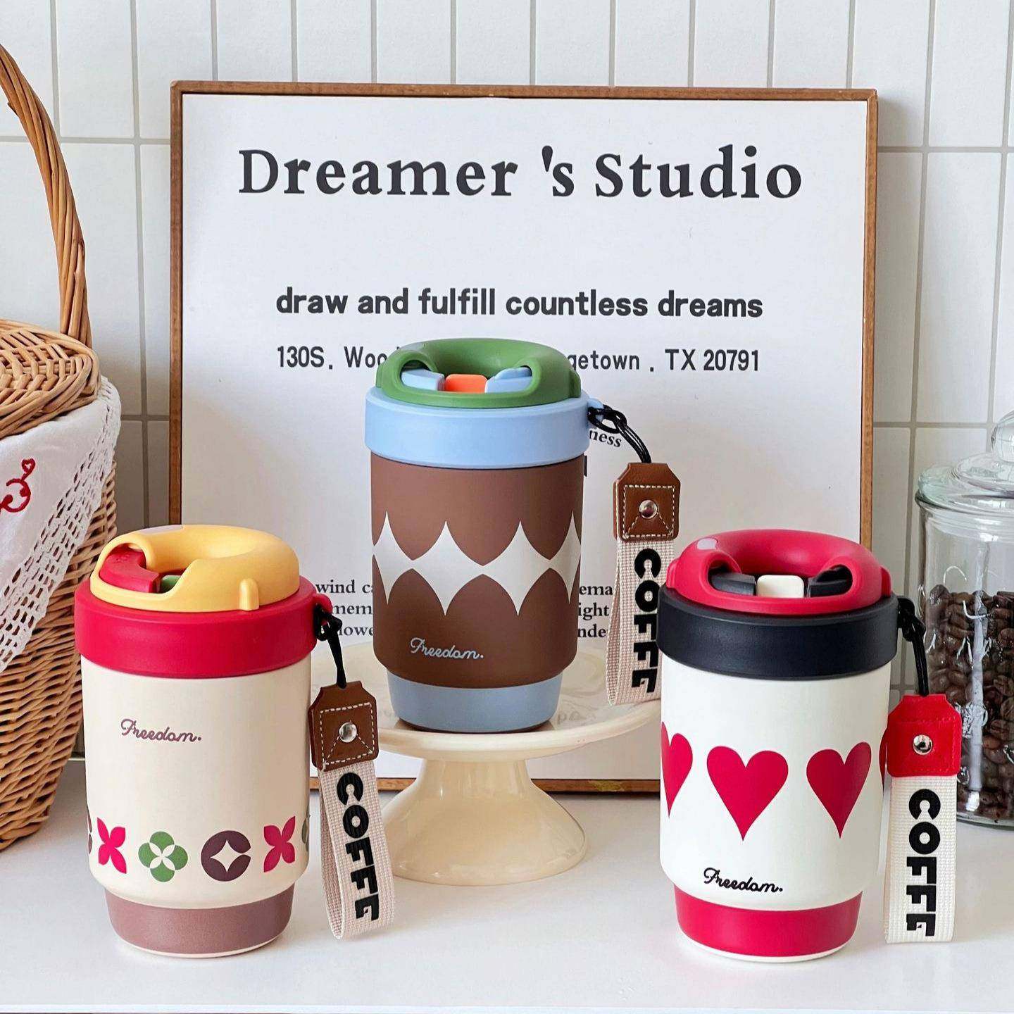 保温杯女高颜值不锈钢咖啡杯冷热两用轻奢高级感车载陶瓷内胆杯子,餐饮具,保冷/保温杯,淘宝优惠券,粉丝福利购,淘宝优惠卷