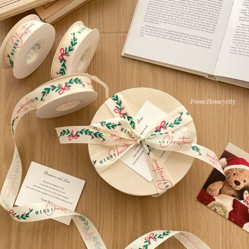 Merry Christmas圣诞礼物包装丝带螺纹节日礼品绳花艺缎带蝴蝶结