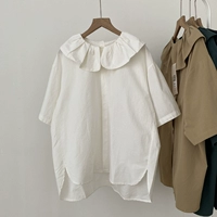 Японская ретро дизайнерская кукла, хлопковая летняя универсальная рубашка, тренд сезона, кукольный воротник, короткий рукав, оверсайз