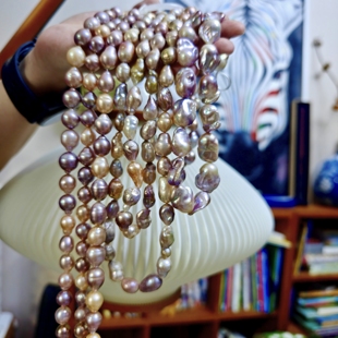 超大锁骨链 天然混彩珍珠 巴洛克皱巴糖果纸项链 清仓 一物一图