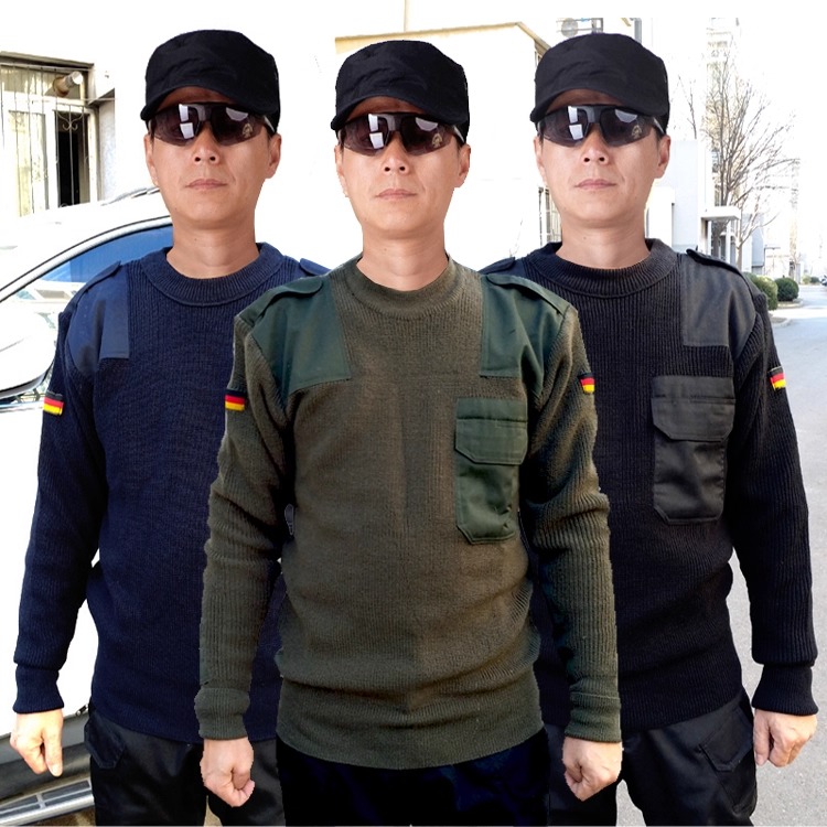 德国军绿黑色冬季针织羊毛衫男