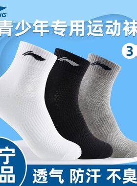 李宁青少年羽毛球运动短袜