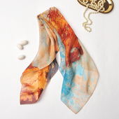 丝巾围巾 100%桑蚕丝秋色风景真丝小方巾女士高档春秋薄款 微瑕